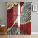 Punase marmori tekstuuriga l&auml;bipaistvad kardinad elutuppa Magamistoa t&uuml;llkardin k&ouml;&ouml;gi jaoks Voile kardinad ruloopaneelid 135W x 114H(cm)