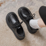 Ehtsast nahast kingad Naiste kevadised uue platvormi mustad Loafers n&ouml;&ouml;rkingad 35