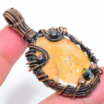 Natural Malinga Jasper Gemstone Handmade Copper Wire Wrap Pendant 2.36 c9i83