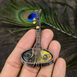 Natural Bumblebee Jasper Gemstone Handmade Copper Wire Wrap Pendant 3.15 p3l14