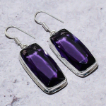 Natural Amethyst Gemstone Handmade 925 Sterling Silver Earring 2.01 u6v15