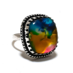 Natural Dicorich Glass Gemstone Handmade 925 Sterling Silver Ring Size 7 p3a07