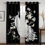 3D digitaalne printimine Kohandatud vintage paabulind lille Mordeni luksusliku magamistoa paksude aknakardinatega elutuppa 2 paneeli W70xH160(CM)x2PCS-Grommet Top