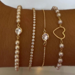 IF ME 4tk/komplekt Vintage Flower Heart Bead K&auml;ev&otilde;ru komplekt Tsirkoon Kuldkett K&auml;ev&otilde;rud Naistele Ehted Aksessuaarid 2