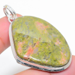 Natural Unakite Gemstone Handmade 925 Sterling Silver Gift Pendant 2.17 g8s34