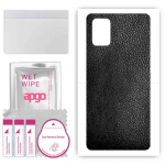 apgo Protective Skin Sticker for the back compatible with Samsung Galaxy A71, Wrap Film, Foil, Vinyl - Pattern Black Leather