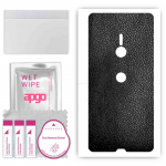 apgo Protective Skin Sticker for the back compatible with Sony Xperia XZ3, Wrap Film, Foil, Vinyl - Pattern Black Leather