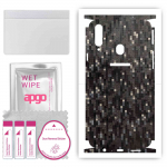 apgo Protective Skin Sticker for the back+sides compatible with Samsung Galaxy A20s, Full Wrap Film, Foil, Vinyl - Pattern Carbon Black Pixel