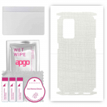 apgo Protective Skin Sticker for the back+sides compatible with Oppo Reno 6 Pro 5G, Full Wrap Film, Foil, Vinyl - Pattern White Fabric