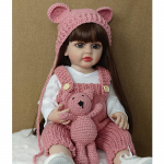 Elutruu 55 cm silikoonist kogu kehaga reborn mudilane t&uuml;druknukk Betty Wear kootud romperiga veekindlad vasts&uuml;ndinud nukud lastele s&uuml;nnip&auml;evap&uuml;hade &uuml;llatuskingitused brown hair