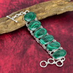 Malahhiidist k&auml;ev&otilde;ru Peened v&auml;&auml;riskivide ehted, 925 h&otilde;bedast k&auml;ev&otilde;ru, reguleeritav ketiga k&auml;ev&otilde;ru, k&auml;sitsi valmistatud malahhiit ehetest kihluskink 8 Inches With Adjustable