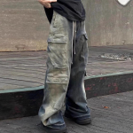 Paeltega Mitme Taskuga Pingutusn&ouml;&ouml;riga Teksap&uuml;ksid Meestele Harajuku Streetwear Kotakad Y2K Denim P&uuml;ksid &Uuml;le suurusega Cargo P&uuml;ksid S sinine