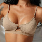 Naiste suvine &otilde;&otilde;nestatud puuvillane rinnahoidja vertikaalse triibuga hingav Camisole Tank juhtmevaba aluspesu One size pruun