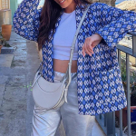 S&uuml;gistalvine naiste vintage lapiv&auml;rk paks jope avara taskuga pikkade varrukatega mantlid naiste o-kaelusega naiste v&auml;lir&otilde;ivad S sinine