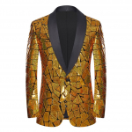 Meeste laserpeegli imitatsiooniga kost&uuml;&uuml;m jakk pulmapeo l&auml;ikiv bleiser L kuldne