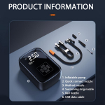 1 tk kaasaskantav auto &otilde;hukompressori pumba juhtmevaba ja juhtmega k&auml;eshoitav pumbavalgusti, mis sobib autode ja mootorrataste rehvide t&auml;itmiseks ja kokkusurumiseks Wireless