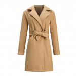 Naiste talvine villane pikk mantel Elegantne soliidne rev&auml;&auml;risegu mantel v&ouml;&ouml;jakiga S&uuml;gisvintage kontori daami Slim Fit naiste mantel S khaki