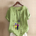 Naiste mood Inimesed, &uuml;mara kaelusega, l&uuml;hikeste varrukatega T-s&auml;rk, vabaaja puuvillane linane graafiline s&auml;rk vaba aja veetmiseks, suvised pluusid S roosa