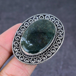Moss Agate Gemstone Handmade 925 Sterling Silver Gift Jewelry Ring Size 10 g6w73