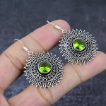 Peridot Gemstone Handmade 925 Sterling Silver Gift Jewelry Earring 2 v3s24