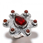 Looduslik Mosambiigi Granaat V&auml;&auml;riskivi 925 Sterlingh&otilde;be Kingitus S&otilde;rmus Suurus 6 C7z21