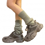 1 paar talvised s&auml;&auml;rekatted kootud libisemisvastased k&otilde;rge elastsusega JK Lolita stiilis &uuml;hev&auml;rvilised kuhjatud sokid elastsed paksendatud igap&auml;evaseks kandmiseks spordiv&auml;ljak valge