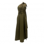 Naiste &Otilde;htukleit K&otilde;rge L&otilde;hik &Uuml;he &Otilde;laga Varrukateta Plisseeritud K&otilde;rge V&ouml;&ouml;koht Ebakorrap&auml;rane &Uuml;hev&auml;rviline Kokteil Pulmapidu Bankett Maksikleit Ballikleit XL armee roheline v&auml;rv