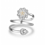 Uue moe peen 925 sterlingh&otilde;bedast ehe isikup&auml;ra Top Lotus Fresh Flower h&uuml;poallergeensed avamisr&otilde;ngad Xzr033