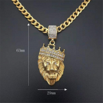 Roostevabast terasest L&otilde;vi Ketipea Ripats Iced Out Bling Kroon Kuldne Loom L&otilde;vi Kaelakee Meestele / Naistele Hip Hop Ehted Dropship 48cm