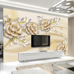 Tapeet 3D Mood Luksuslik Euroopa Stiilis Kuldne Roosi Lehed Seinamaaling Hotelli elutuba Taust Kodukaunistus 200 cm(W) x 140 cm(H)