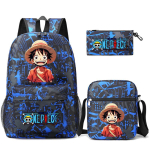 3 tk/komplekt Anime One Piece kott Suure mahutavusega Unisex seljakott &otilde;lakotiga, pliiatsikott, &otilde;pilase tarbed t&uuml;drukule, poisile, &otilde;pilase igap&auml;evane vaba aja seljakott