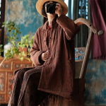 Johnature naiste vintage puuvillane linaparkid, pikkade varrukatega talvemantli n&ouml;&ouml;p pluss puuvillased Hiina stiilis naiste pargid One Size kohv