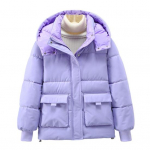 Talvine sulemantel polsterdatud kapuutsiga krae taskud lukuga Parka tuulekindel S kollane