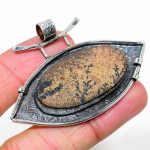 Natural Psilomelane Dendritic Gemstone 925 Sterling Silver Pendant 1.65 s2l38