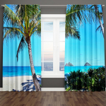 Kaasaegne Palm Beach'i maastik Looduslik maastik Rannik 2 tk Tasuta &Otilde;hukesed Akna kardinad Kardin Magamistuppa Elutuppa Kodu kaunistus 100W130H(CM)40x51in&Rod Pocket