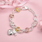 925 Sterling H&otilde;be S&uuml;damekujuline Lukk Ristikulehega AAA Tsirkoon K&auml;ev&otilde;ru Mood Pulmaehted 20CM