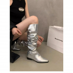 H&otilde;bedased Naiste &Uuml;le P&otilde;lve K&otilde;rged Saapad Talvised Elegantne Paks Nahast Kingad Naine Trend Gooti Lumine Chelsea Botas De Mujer 35