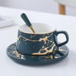 Klassikaline marmorist p&otilde;hjamaise stiilis kohvitass, kaheosaline komplekt, suur hommikus&ouml;&ouml;gitass kohvitass keraamiline veetass piimatass valge