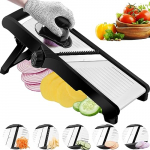 Mandoliini toidul&otilde;ikur, reguleeritav mandoliini viilutaja k&ouml;&ouml;gile, roostevabast terasest mandoliini k&ouml;&ouml;giviljahakkija kartuli/tomati jaoks must