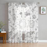 Dialoogiboksi plahvatuslikud t&uuml;llkardinad elutuppa Prindi l&auml;bipaistev Voile kardin Magamistoa akende varjestus kardinad Rulood Kodukaunistus W135 x H115cm x1&Rod Pocket