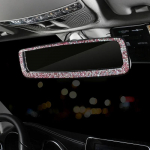 Teemantkristallautode tahavaatepeegel, t&uuml;drukute sisekujundus, automaatne tahavaatepeegel Bling autotarvikud naistele punane