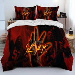 Slayer Heavy Metal Band Music tekkvoodipesukomplekt, tekikott, padjap&uuml;&uuml;r, kuningasuuruses voodipesukomplekt kingituseks EU Single 135x200cm
