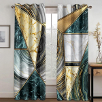 2 tk geomeetriline abstraktne 3D kunsti maalimise kardin vardaga taskukinnitusega digitaalsed tr&uuml;kitud kardinad pol&uuml;estermaterjalist elutuba W50 X H130(CM)X2Pcs&Hook