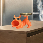 Bulldogi kujukeste v&otilde;tmehoidja ja kandiku vaigust skulptuur 11 x 6,7 x 7 tolli sissep&auml;&auml;su elutuppa oranž
