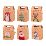 6/12pcs Christmas Candy Gift Box with Tag Kraft Paper Santa Cookies Gift Packing Bags Xmas New year Party Favor Pouch Wrapping 6pcs&14x9x4cm