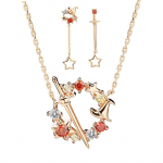 2TK perifeerne v&otilde;lur haru m&uuml;ts maagiline kivi kaelakee k&otilde;rvar&otilde;ngad k&uuml;&uuml;nte rangluu kett cosplay kinkekomplekt necklace+earring kuld