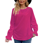 HNXC naistemood vabaaja s&uuml;gistalvine &uuml;hev&auml;rvilise tr&uuml;kiga pikkade varrukatega O-kaelusega pluusid ja s&auml;rgid S valge