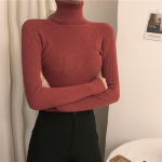 Turtleneck Pullover Kampsunid Naiste S&uuml;gistalve Primer S&auml;rk Pikad varrukad L&uuml;hike Liibuvad Kitsad Jumper Topid Solid One Size aprikoosi