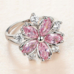 Emane Cherry Blossom Pink Tsircon Flower Ring H&otilde;bedane s&otilde;rmus 6 roosa
