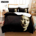 3D David Bovie Voodipesukomplektid Tekikott Komplekt Padjap&uuml;&uuml;ridega &Uuml;heinimese T&auml;is Suur Kuninganna Kuningas Voodipesu Voodipesu EU single(135x200cm) black